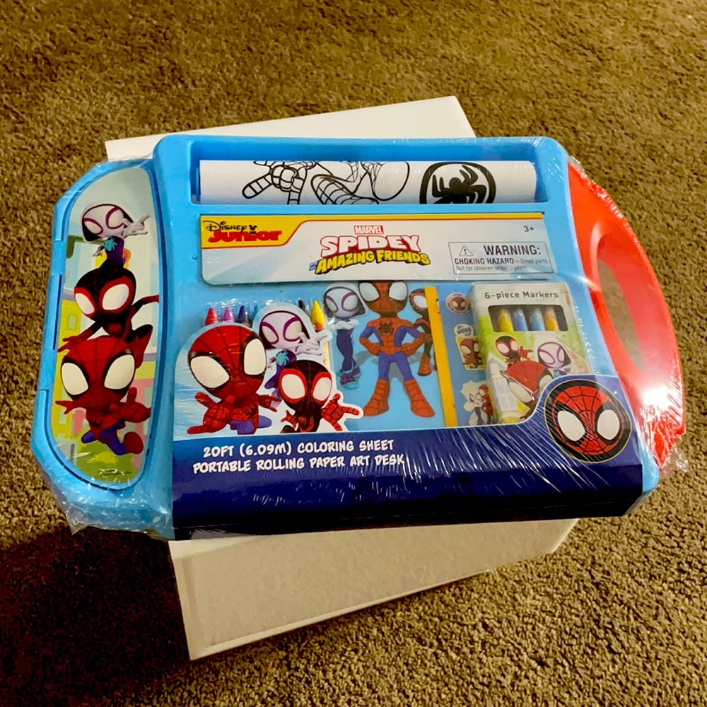 Spidey Amazing Friends Coloring Sheet Portable Rolling Paper Art Desk
